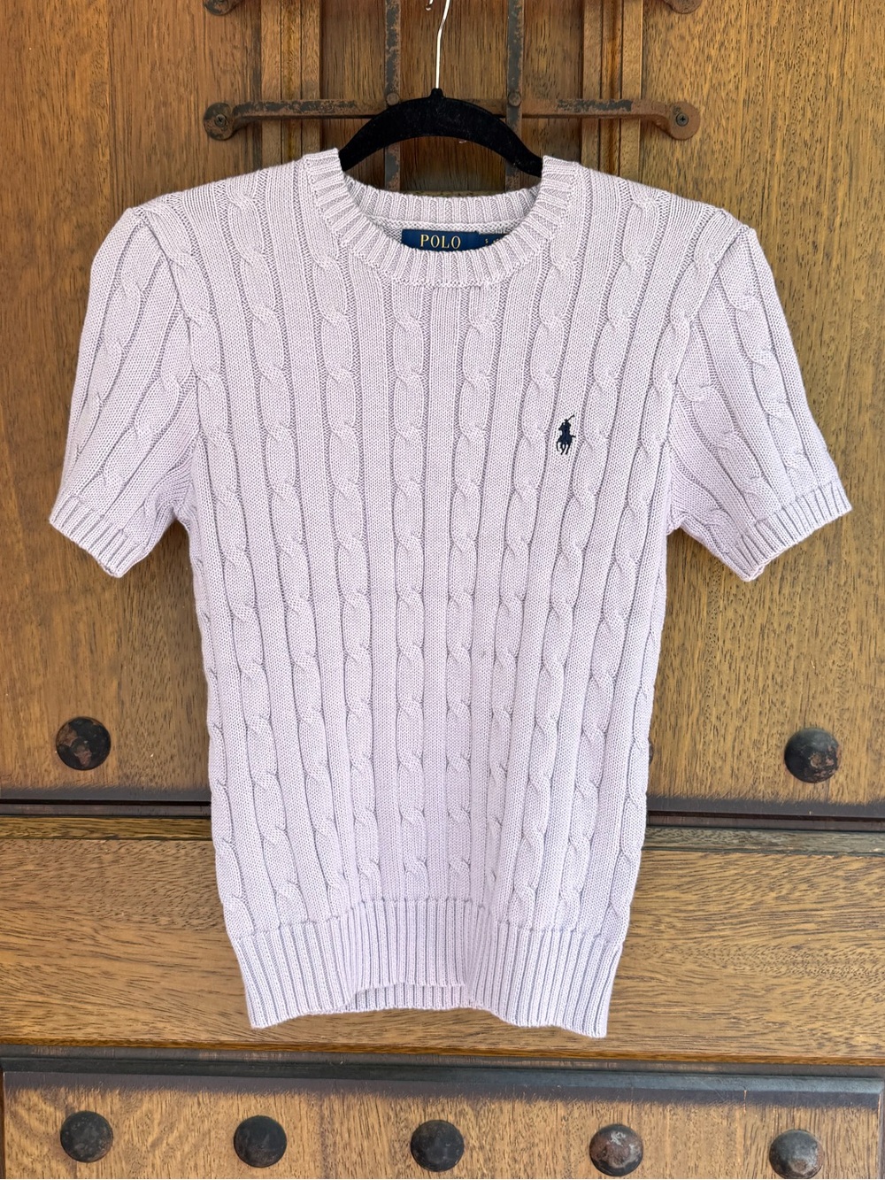 Ralph Lauren Light  Lavender Cable Knit Short Sleeve Sweater Size M